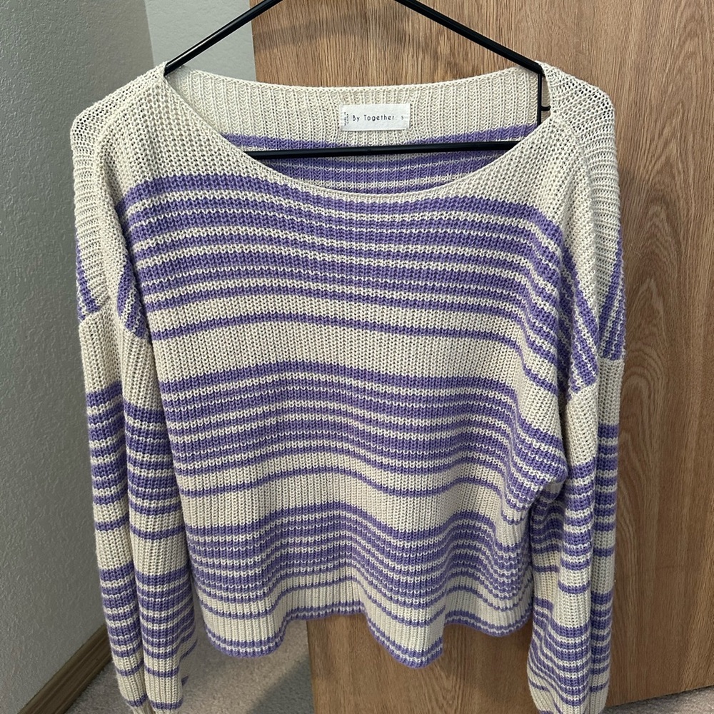 By Together Purple and Cream Striped Sweater